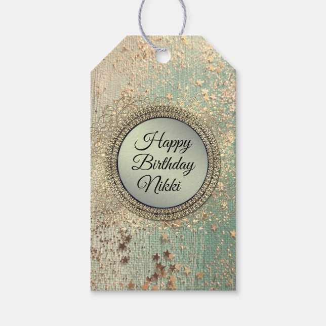 Etiqueta Para Presente Esteira de esterco brilhante no teal verde (Frente)