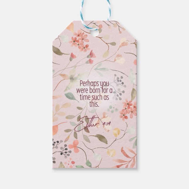 Etiqueta Para Presente Esther 4:14 Bíblia Cristã Verse Art (Frente)