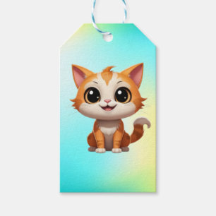 Etiqueta Para Presente Estilo de Cartoon de Gato Laranja Bonito - 89738