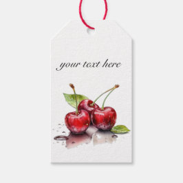 Etiqueta Para Presente Estilo de Presente de Cereja Fresca em Aquarela