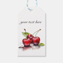 Etiqueta Para Presente Estilo de Presente de Cereja Fresca em Aquarela