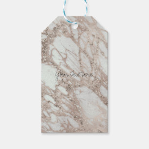 Etiqueta Para Presente Estilo do Marble Glam Rosa, Dourado Silver Designe