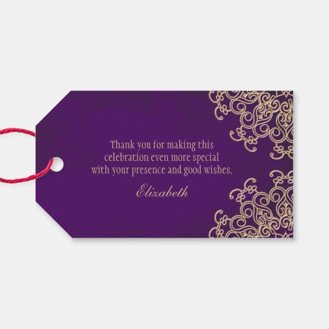 Etiqueta Para Presente Estilo Puro e Dourado Indiano Personalizado (Verso Horizontal)