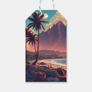 Etiqueta Para Presente Estilo Vintage Viagem Honolulu Médio Havaiano - Pa