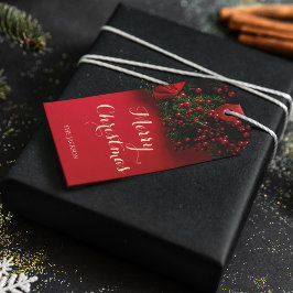 Etiqueta Para Presente Estipografia do Elegante Chic Script Red Christmas