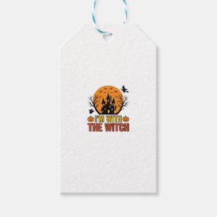 Etiqueta Para Presente Estou Com A Bruxa Design de Castelo de Halloween V