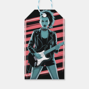 Etiqueta Para Presente Estrela de Rock Rebelde: Guitarrista Feminina em C