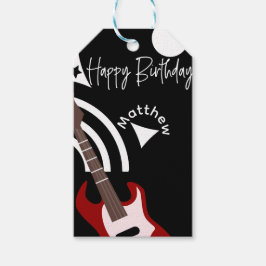 Etiqueta Para Presente Estrela do Rock Musical Guitarra Elétrica Aniversá