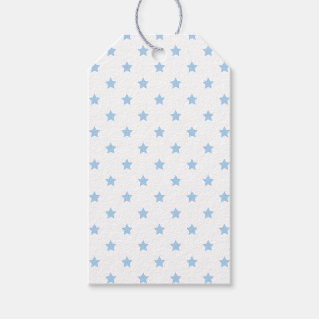 Etiqueta Para Presente Estrelas Clássicas Bebê Azul - Branco (Frente)