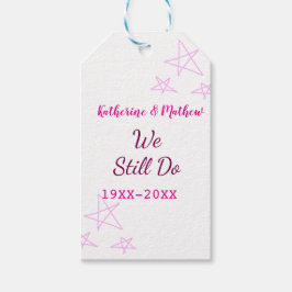 Etiqueta Para Presente Estrelas cor-de-rosa Aniversário da renovação do V