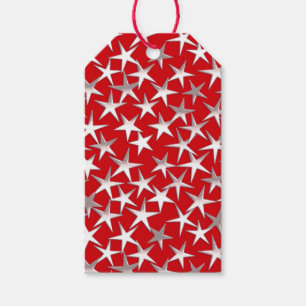 Etiqueta Para Presente Estrelas de prata em vermelho escuro