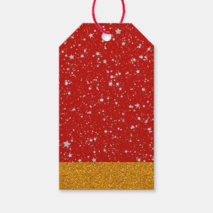 Etiqueta Para Presente Estrelas do brilho - vermelho de prata