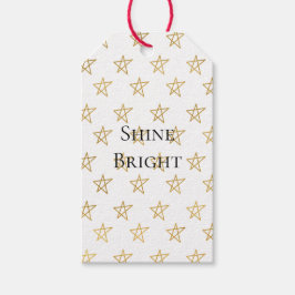 Etiqueta Para Presente Estrelas Douradas Brancas Brilham