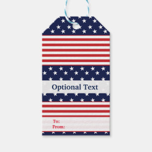 Etiqueta Para Presente Estrelas e Listras Vermelho Branco e Azul American