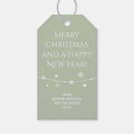Etiqueta Para Presente Eterno - Misty Sage - Snowflake Gift Tags