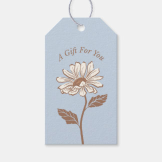 Etiqueta Para Presente Etiqueta de Presente Azul-Margarida Elegante