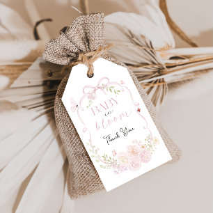 Etiqueta Para Presente Etiqueta de Presente Bebê em Flor com Laço Rosa
