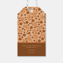 Etiqueta de presente com padrão floral marrom vint