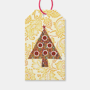 Etiqueta Para Presente Etiqueta de Presente da Árvore de Natal Dourada d