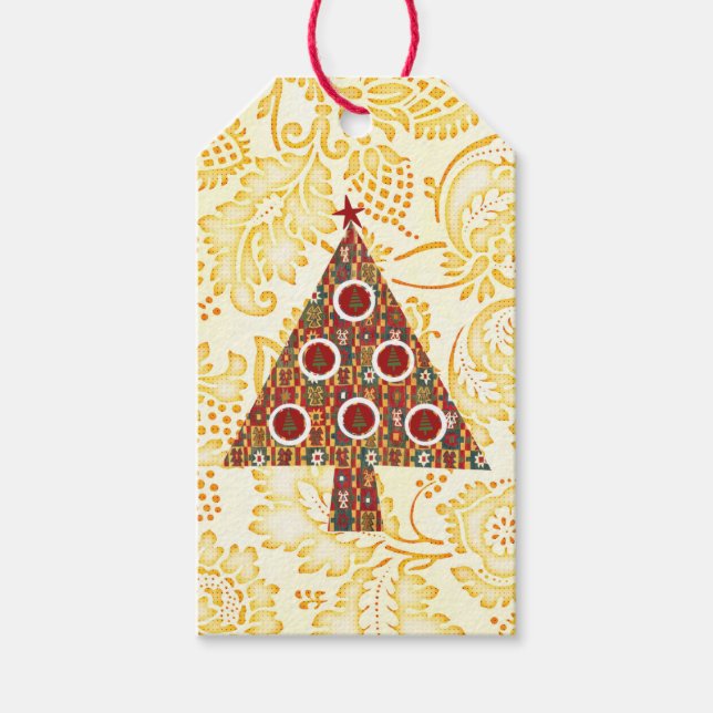 Etiqueta Para Presente Etiqueta de Presente da Árvore de Natal Dourada do (Frente)