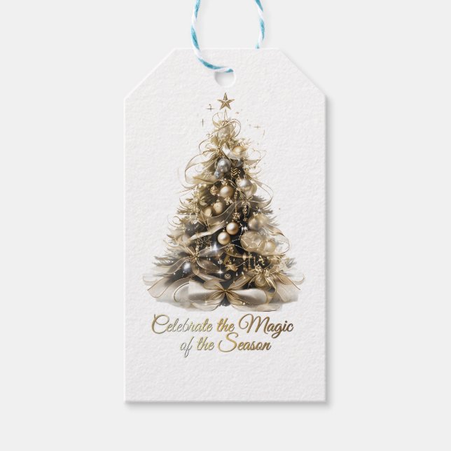 Etiqueta Para Presente Etiqueta de presente da árvore de Natal elegante (Frente)