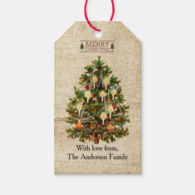 Etiqueta Para Presente Etiqueta de presente da árvore de Natal vitoriana (Frente)
