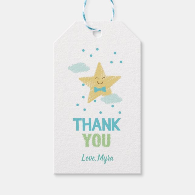 Etiqueta Para Presente Etiqueta de Presente da Estrela Azul (Frente)