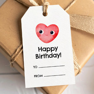 Etiqueta Para Presente Etiqueta de presente de aniversário com coração de
