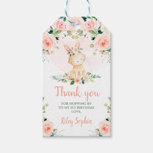 Etiqueta Para Presente Etiqueta de presente de aniversário de Bunny (Frente)