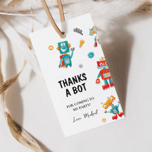 Etiqueta de Presente de Aniversário de Robôs Diver