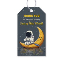 Etiqueta de Presente de Aniversário Espacial Fora