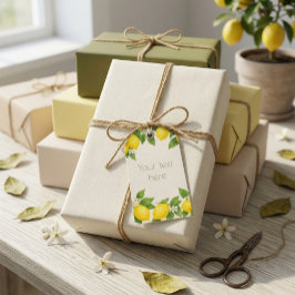 Etiqueta Para Presente Etiqueta de presente de aquarela com limões e flor