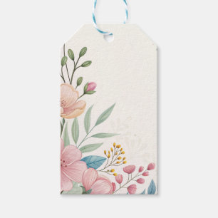 Etiqueta Para Presente Etiqueta de Presente de Aquarela Floral Pastel com