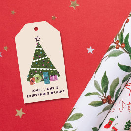 Etiqueta Para Presente Etiqueta de Presente de Árvore de Natal Vintage Re