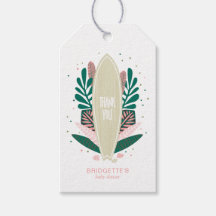 Etiqueta de presente de bebê a bordo rosa tropical