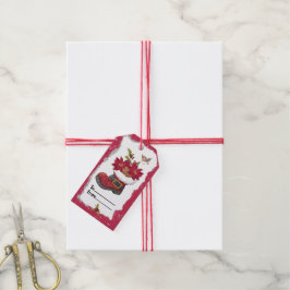 Etiqueta Para Presente Etiqueta de Presente de Boot de Poinsettia de Nata