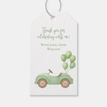 Etiqueta de Presente de Carro e Balão Verde Pastel