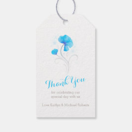 Etiqueta Para Presente Etiqueta de presente de casamento azul com flor de