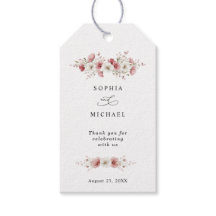 Etiqueta de Presente de Casamento com Flores Silve