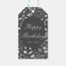 Etiqueta Para Presente Etiqueta de presente de casamento floral cinza e p