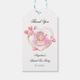 Etiqueta Para Presente Etiqueta de presente de chá rosa com bule de chá d
