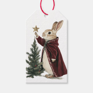 ETIQUETA PARA PRESENTE ETIQUETA DE PRESENTE DE COELHO DE NATAL E ÁRVORE