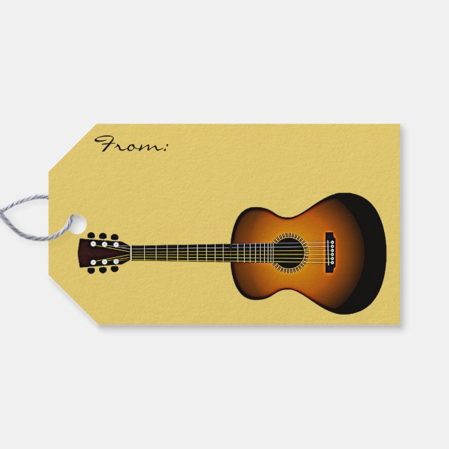 Etiqueta Para Presente Etiqueta de Presente de Design de Violão (Verso Horizontal)