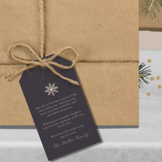 Etiqueta Para Presente Etiqueta de Presente de Feriado de Neve Elegante (Criador carregado)