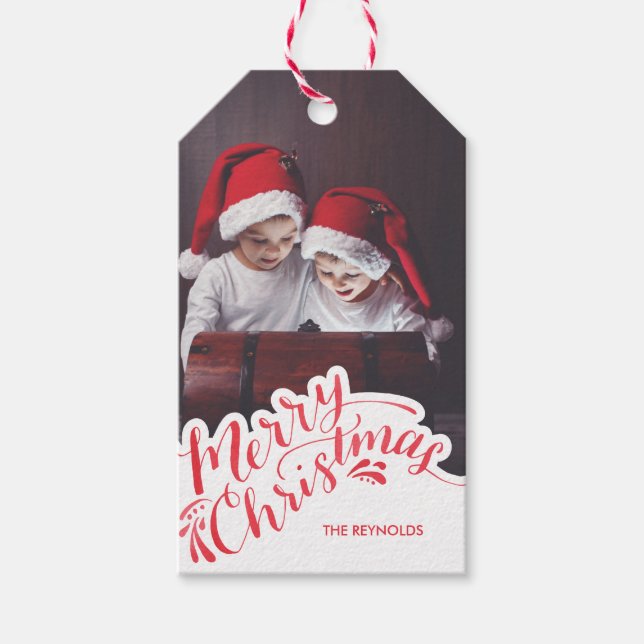 Etiqueta Para Presente Etiqueta de Presente de Foto de Natal com Letra Mã (Frente)