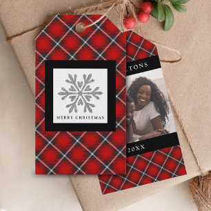 Etiqueta Para Presente Etiqueta de Presente de Foto de Natal com Xadrez V