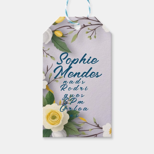 Etiqueta Para Presente Etiqueta de presente de galho floral (Frente)