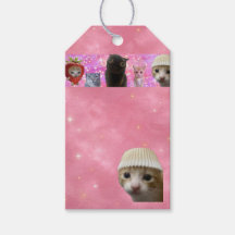 etiqueta de presente de gatinho meme etéreo brilha