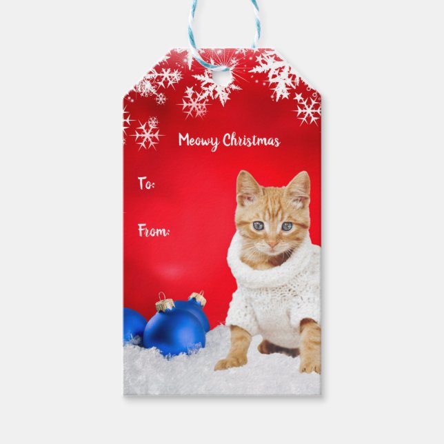 Etiqueta Para Presente Etiqueta de presente de gato natalino (Frente)