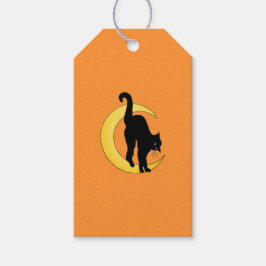 Etiqueta Para Presente Etiqueta de Presente de Gato Preto e Lua Crescente